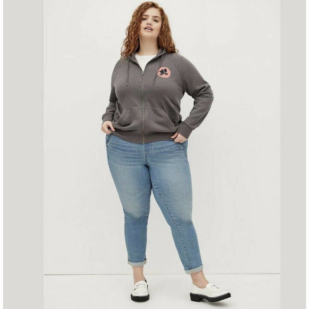 torrid Gray Zip-Up Hoodie with Pink Patch